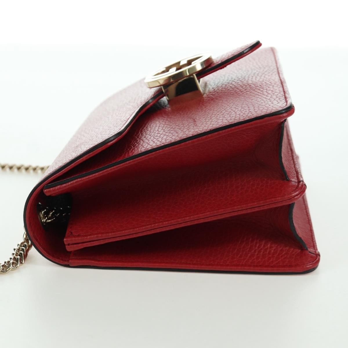 GUCCI Chain Shoulder Bag Leather Red Gold 510304 Auth mr2272V