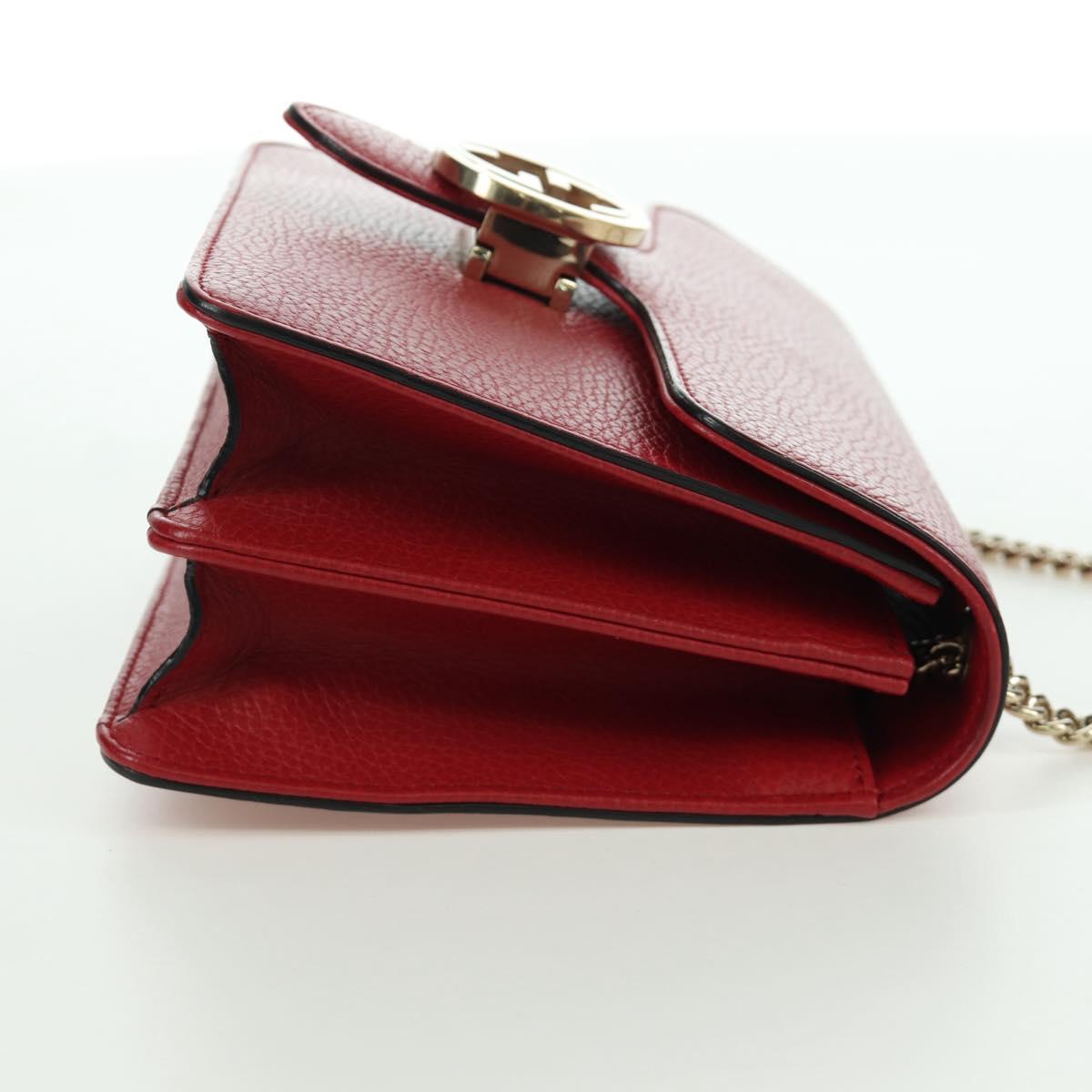 GUCCI Chain Shoulder Bag Leather Red Gold 510304 Auth mr2272V