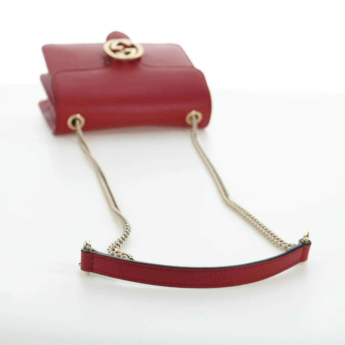 GUCCI Chain Shoulder Bag Leather Red Gold 510304 Auth mr2272V