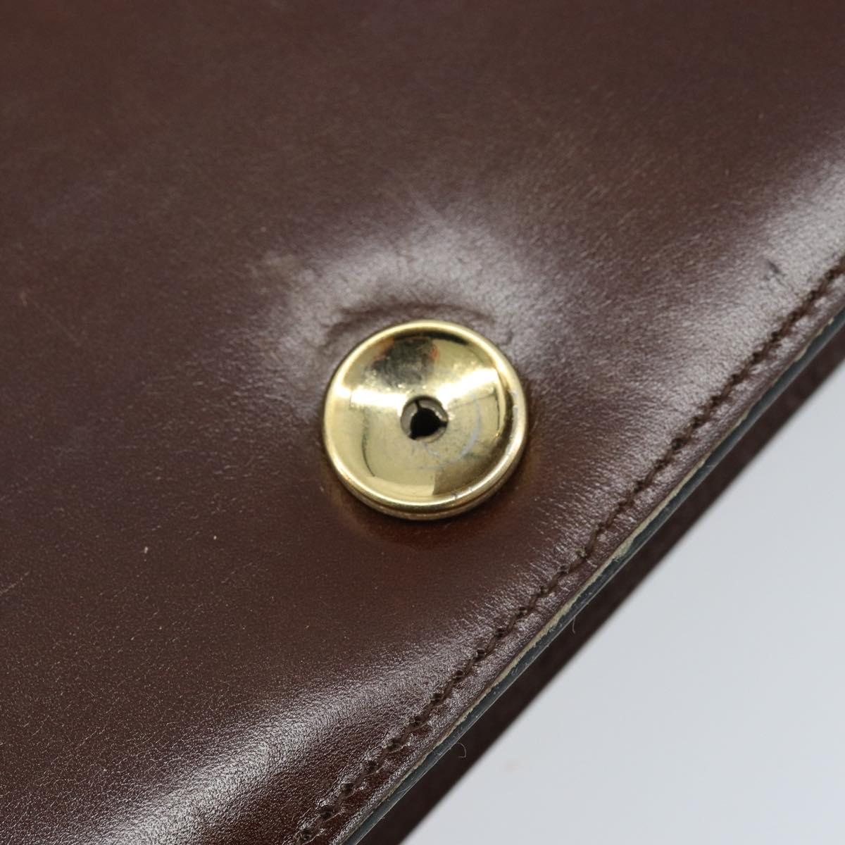 Christian Dior Shoulder Bag Leather Brown Gold Auth mr2273