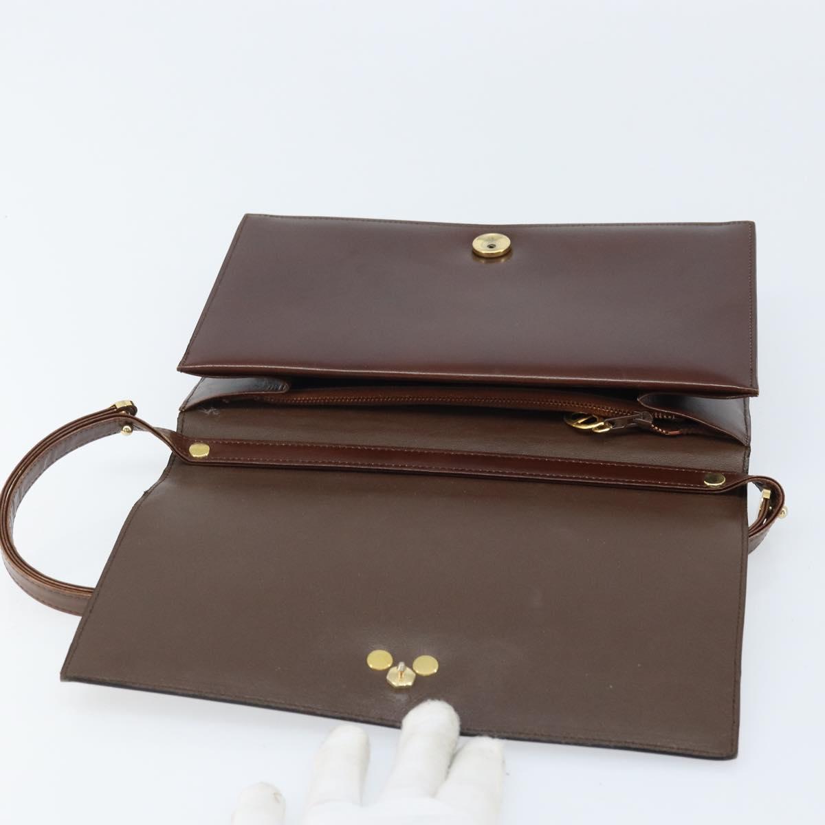Christian Dior Shoulder Bag Leather Brown Gold Auth mr2273