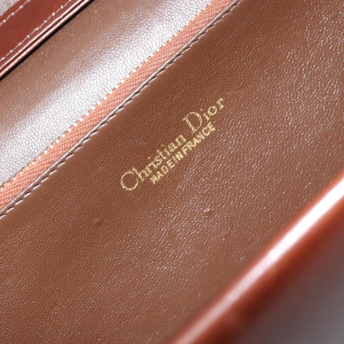 Christian Dior Shoulder Bag Leather Brown Gold Auth mr2273
