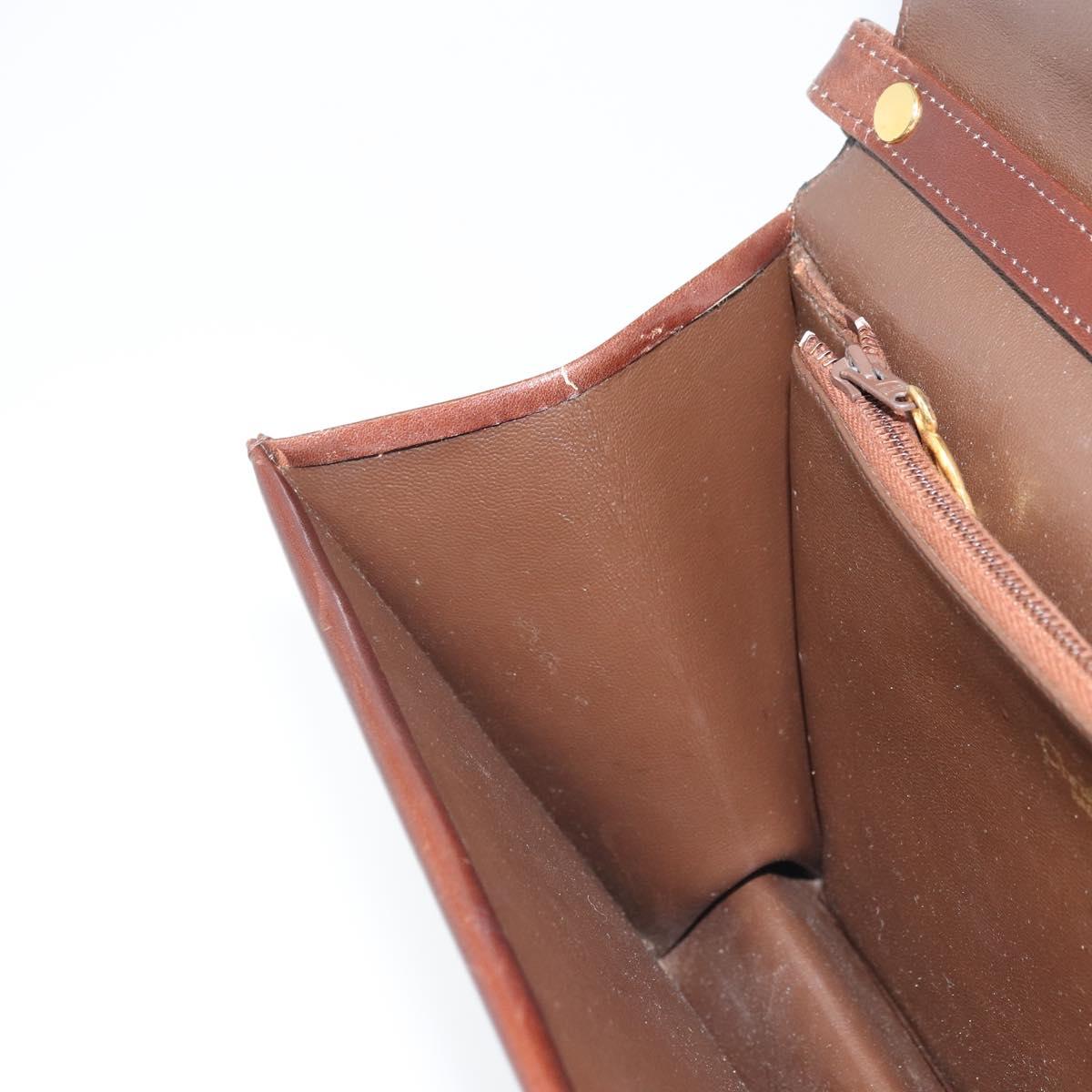 Christian Dior Shoulder Bag Leather Brown Gold Auth mr2273