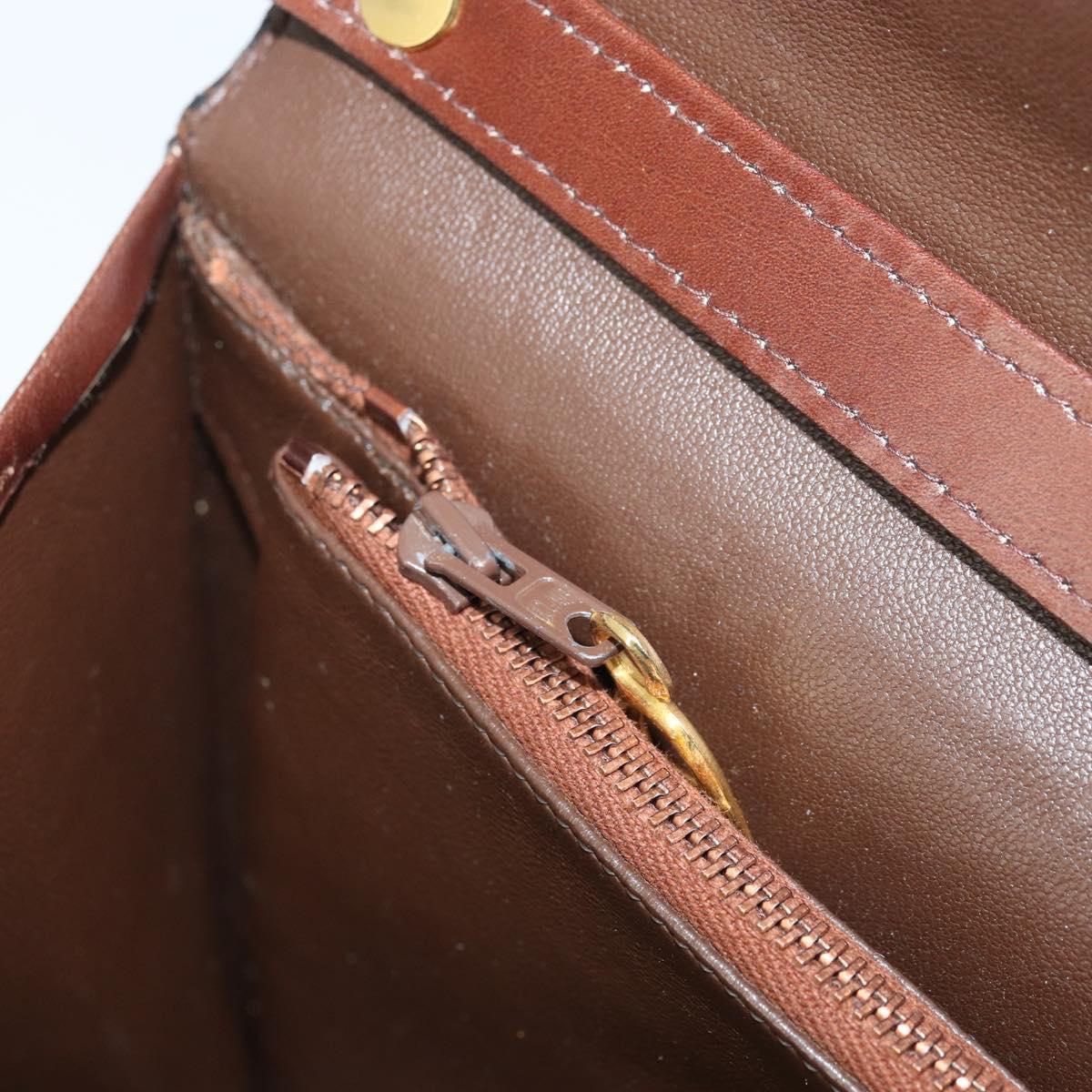 Christian Dior Shoulder Bag Leather Brown Gold Auth mr2273