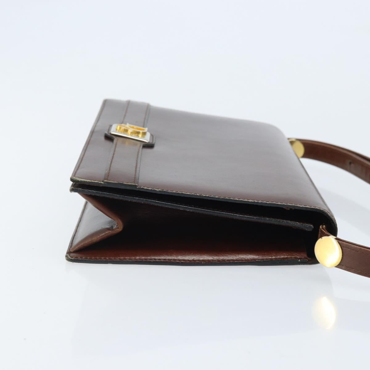 Christian Dior Shoulder Bag Leather Brown Gold Auth mr2273