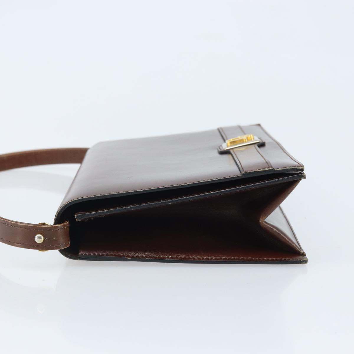 Christian Dior Shoulder Bag Leather Brown Gold Auth mr2273