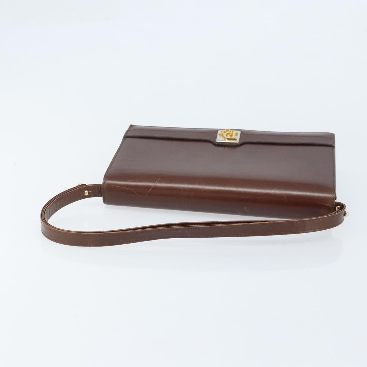 Christian Dior Shoulder Bag Leather Brown Gold Auth mr2273