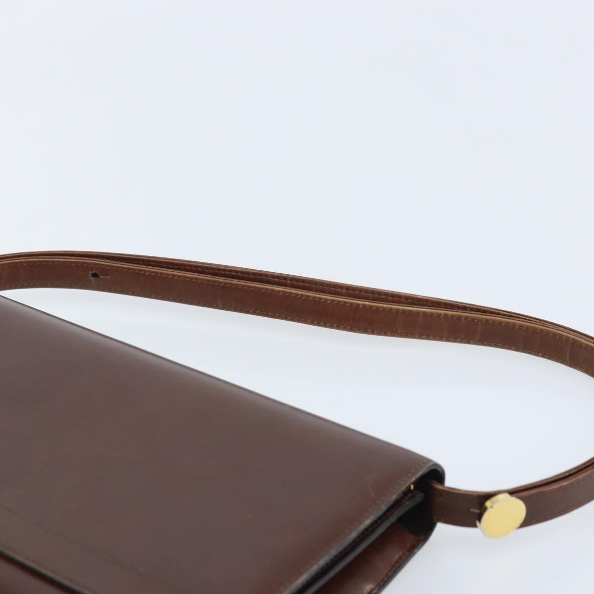 Christian Dior Shoulder Bag Leather Brown Gold Auth mr2273