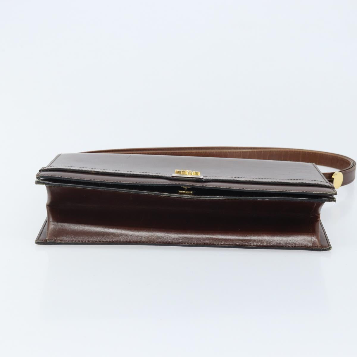 Christian Dior Shoulder Bag Leather Brown Gold Auth mr2273