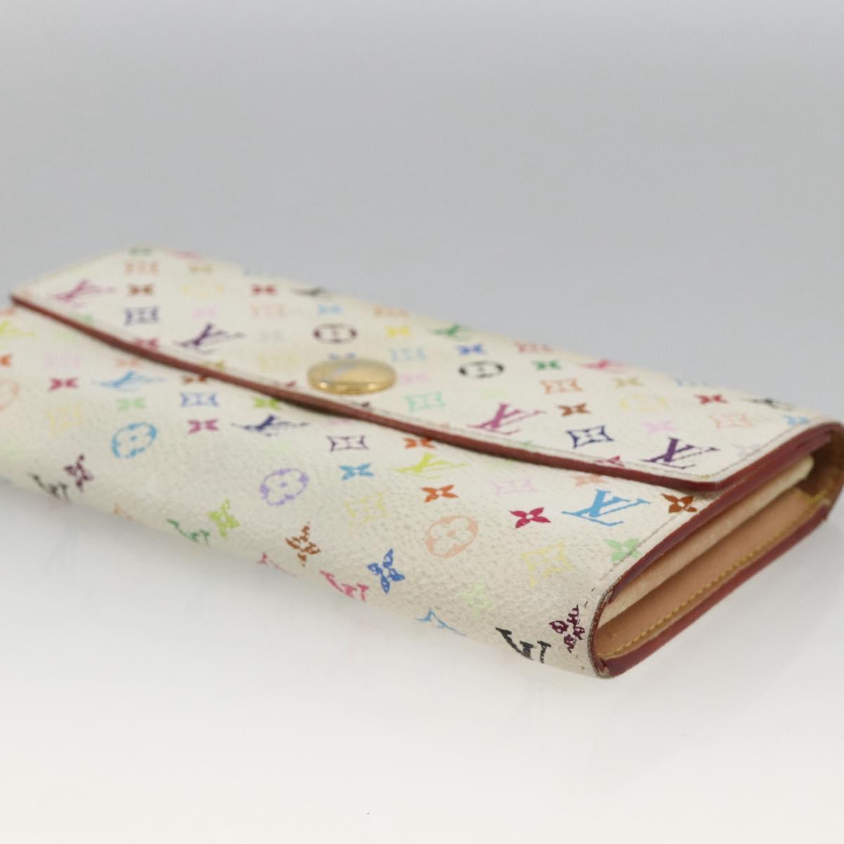 LOUIS VUITTON Monogram Multicolor Wallet 2 Set White LV Auth mr2274