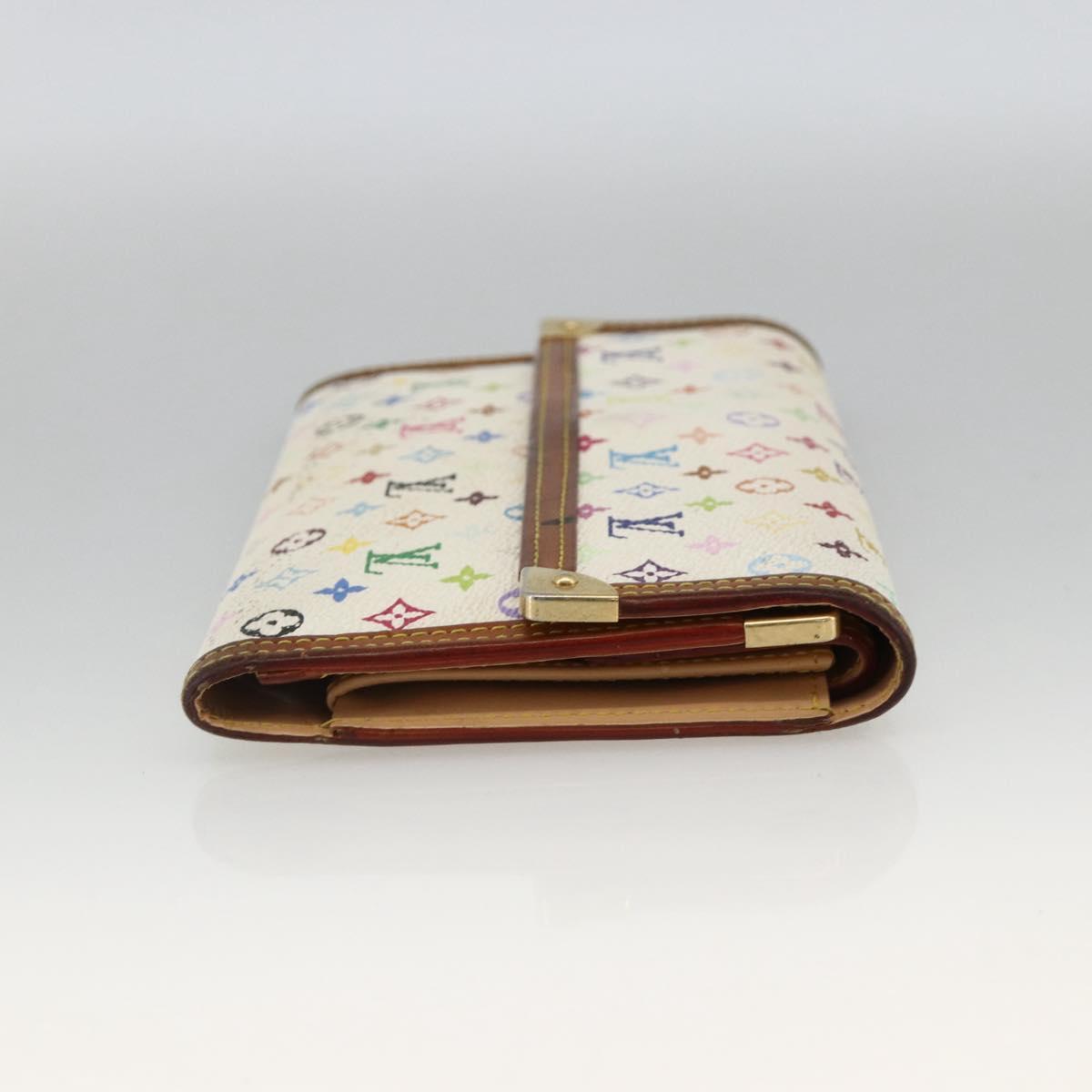 LOUIS VUITTON Monogram Multicolor Wallet 2 Set White LV Auth mr2274