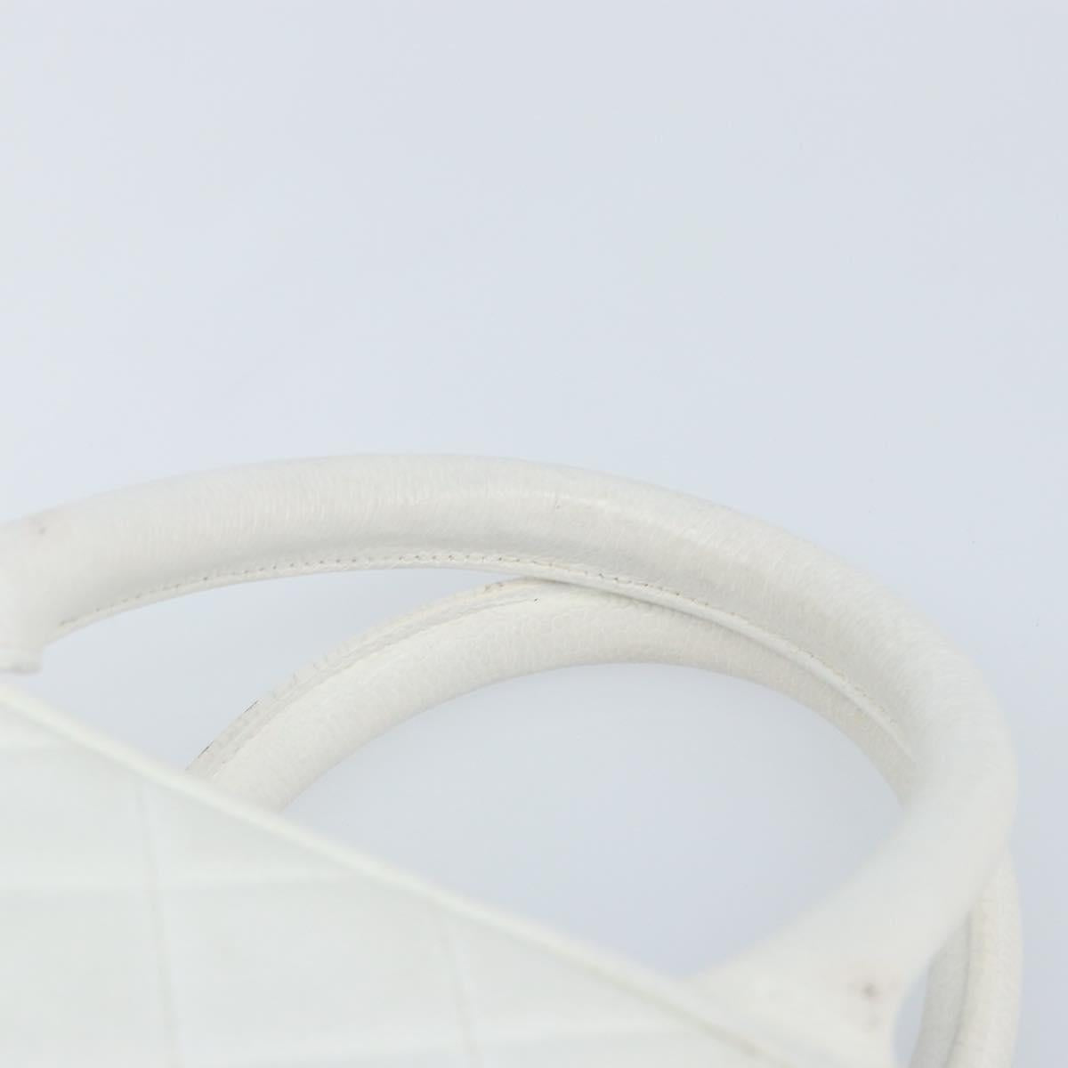 CHANEL Matelasse Boston Bag Caviar Skin White Gold CC Auth mr2276