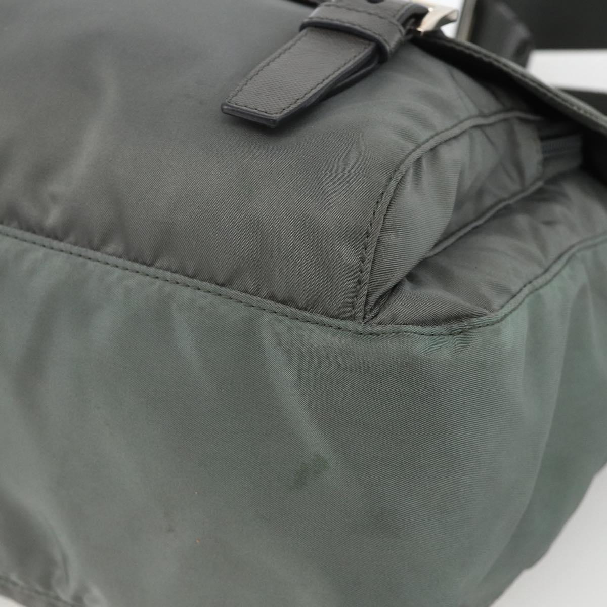 PRADA Shoulder Bag Nylon Gray Silver Auth mr2278A