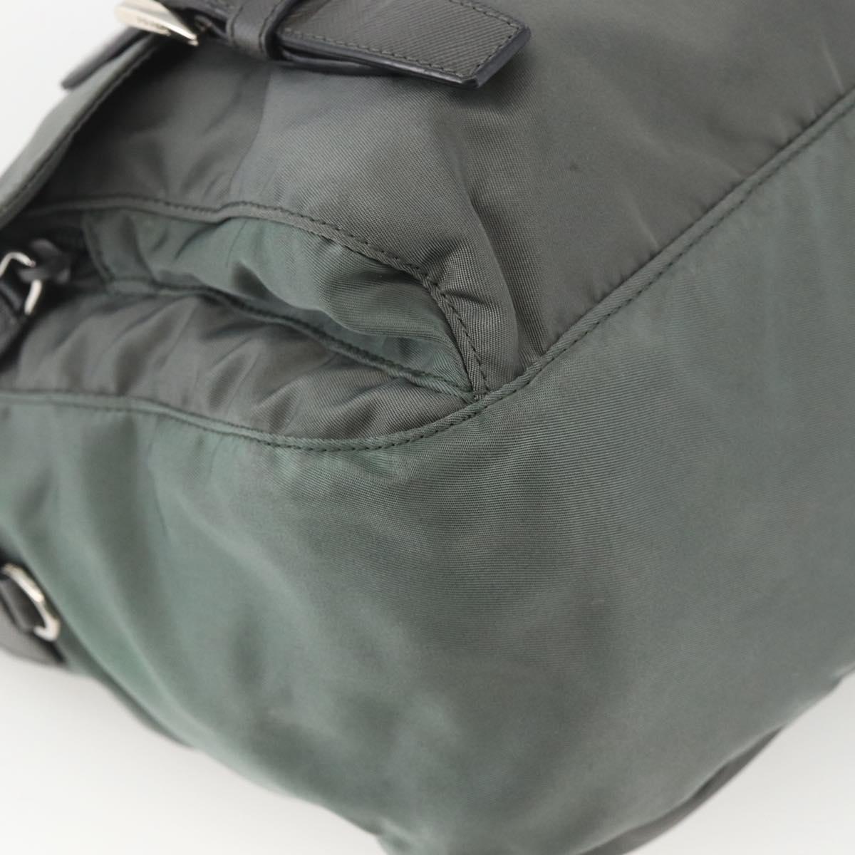 PRADA Shoulder Bag Nylon Gray Silver Auth mr2278A