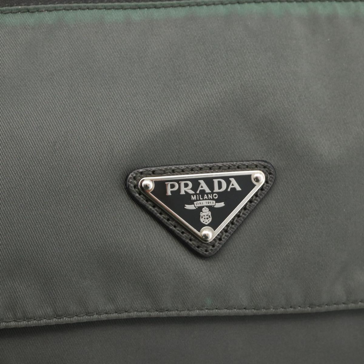 PRADA Shoulder Bag Nylon Gray Silver Auth mr2278A