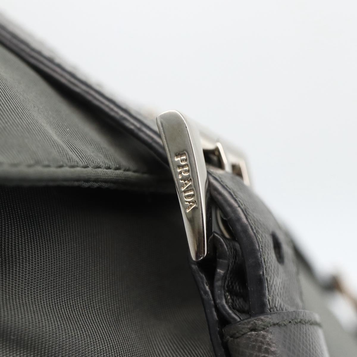 PRADA Shoulder Bag Nylon Gray Silver Auth mr2278A