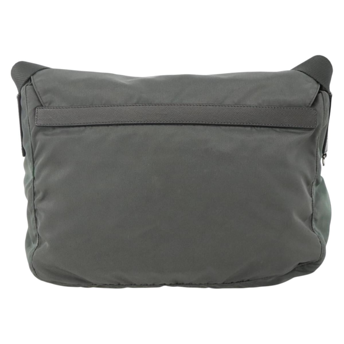 PRADA Shoulder Bag Nylon Gray Silver Auth mr2278A