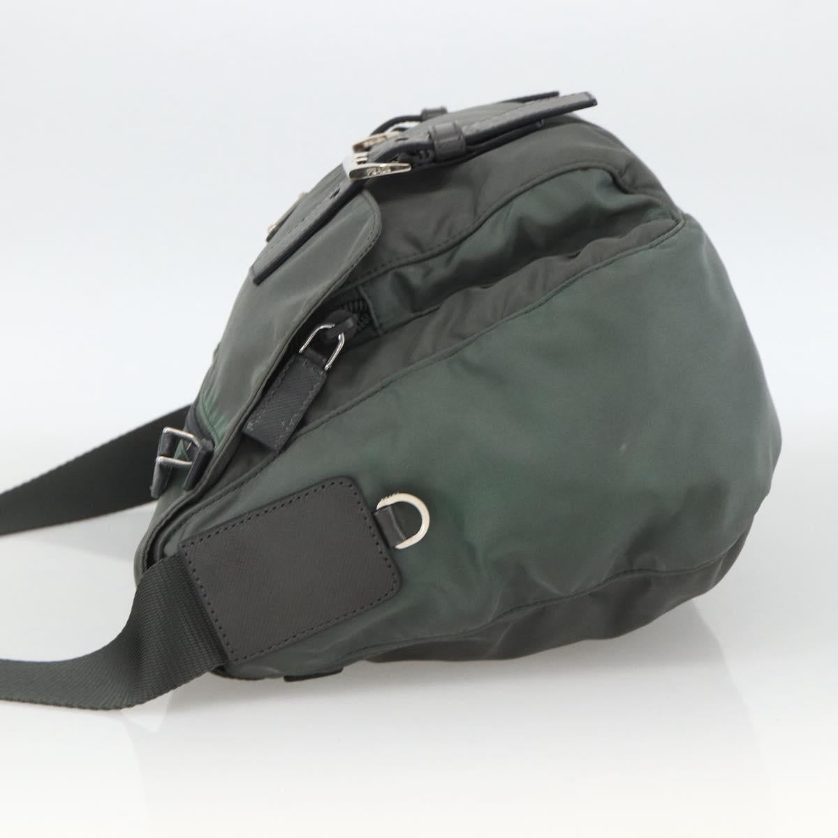 PRADA Shoulder Bag Nylon Gray Silver Auth mr2278A