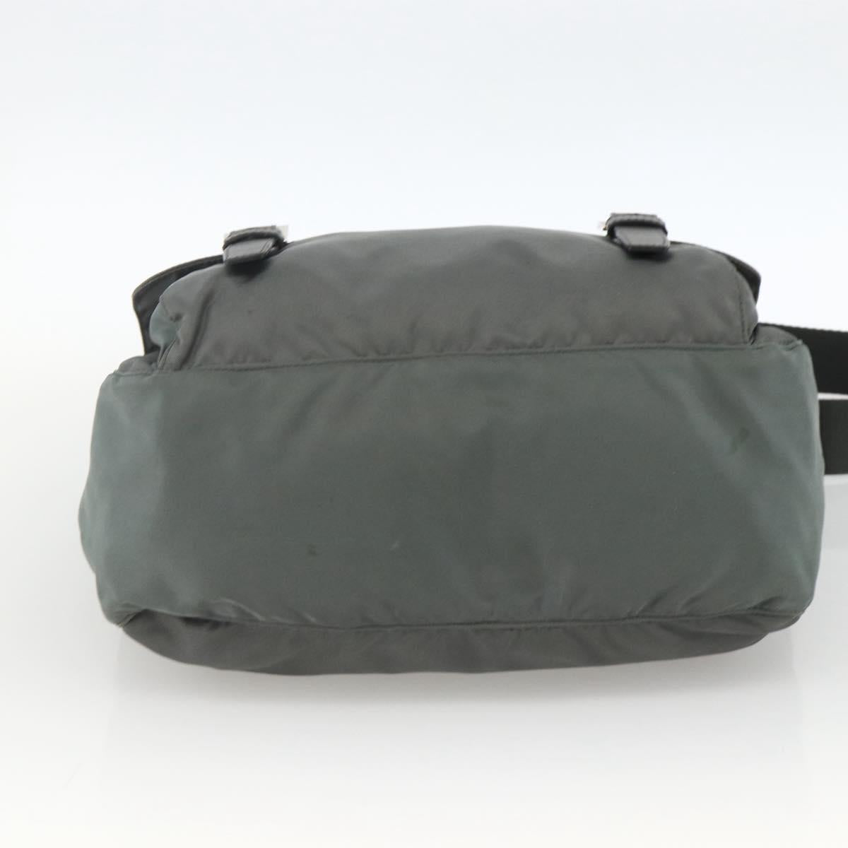 PRADA Shoulder Bag Nylon Gray Silver Auth mr2278A