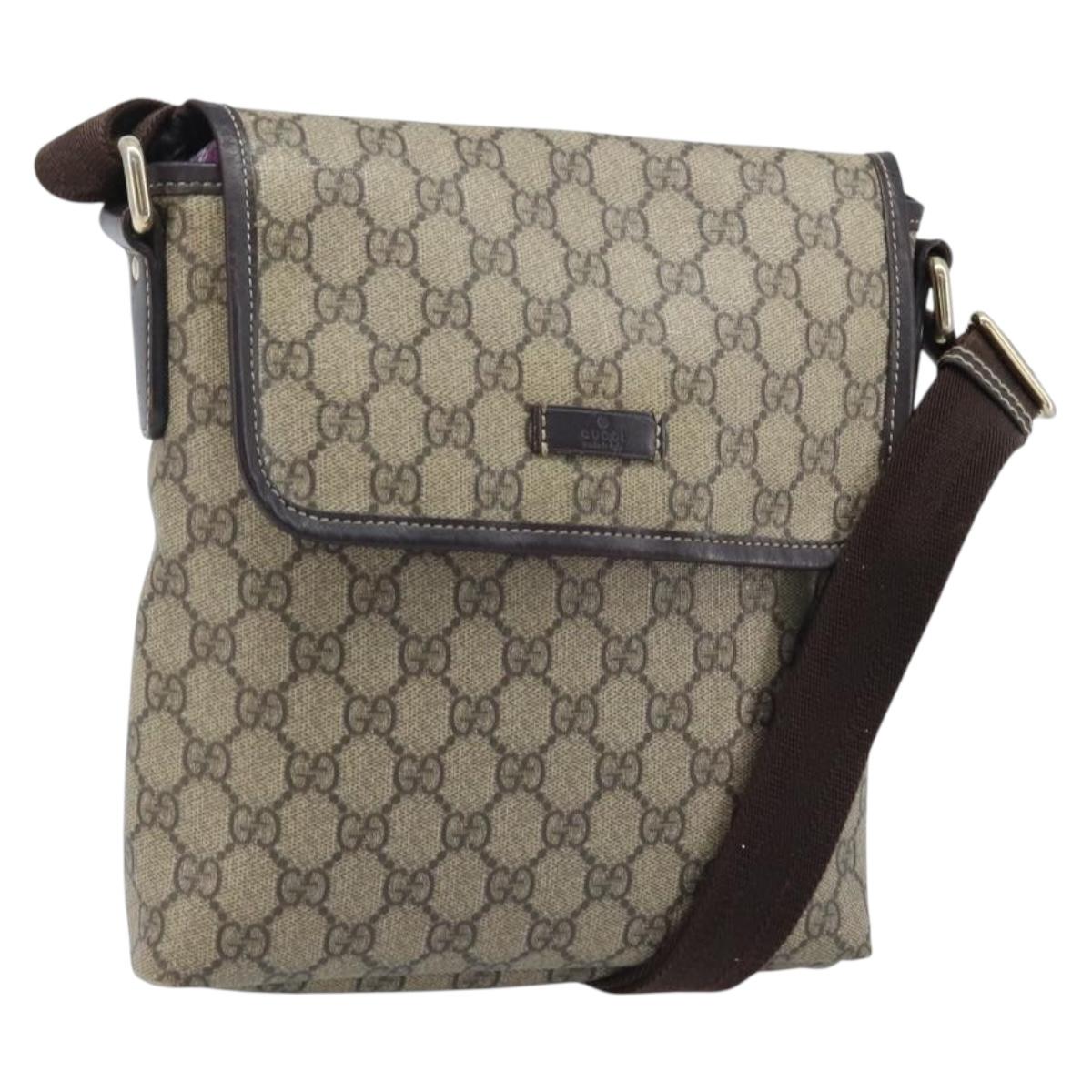 GUCCI GG Supreme Shoulder Bag PVC Gold Beige 223666 Auth mr2283