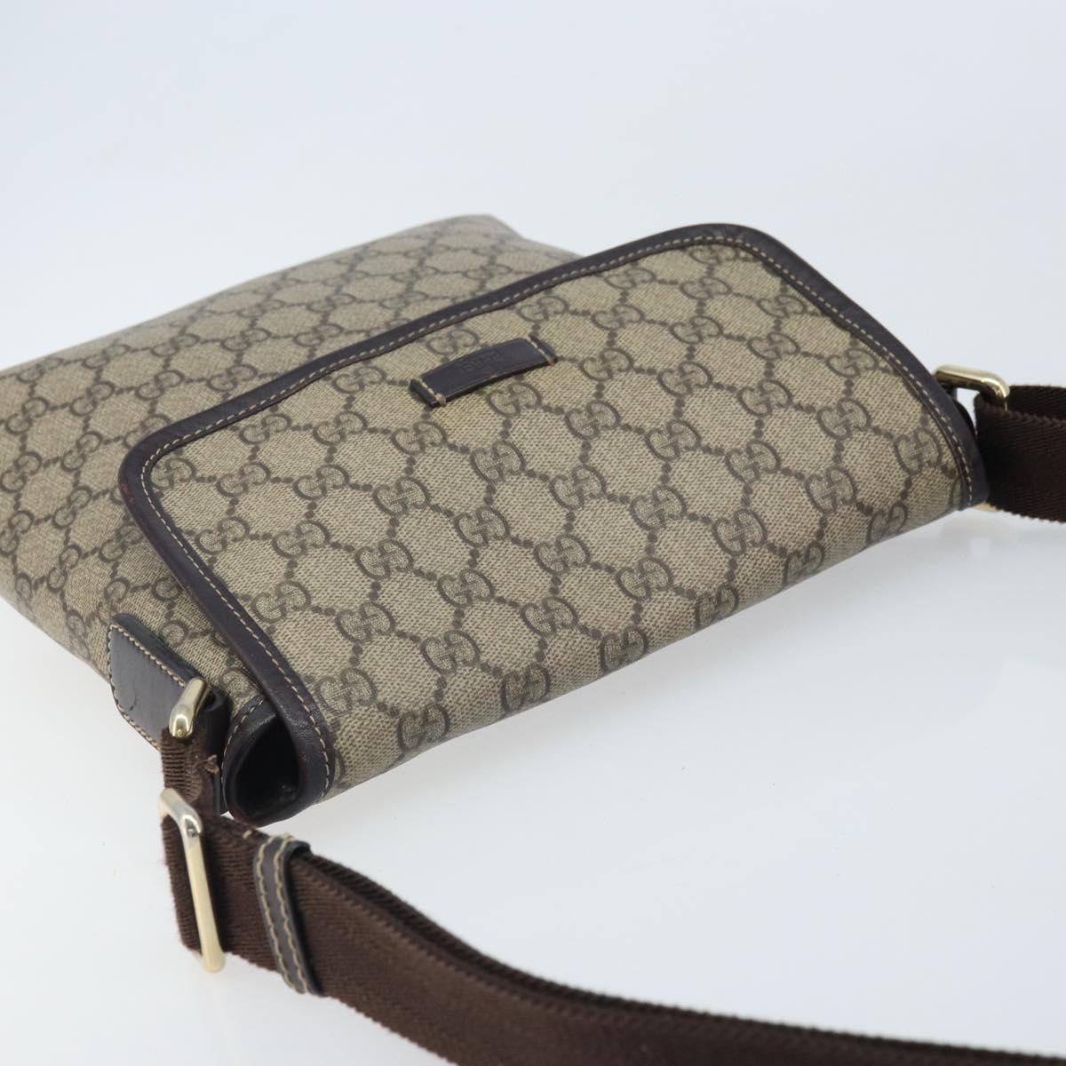 GUCCI GG Supreme Shoulder Bag PVC Gold Beige 223666 Auth mr2283