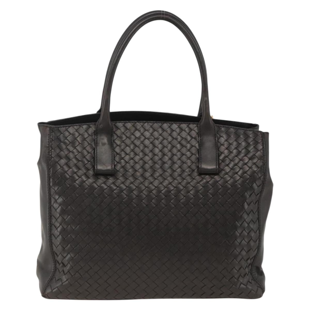 BOTTEGA VENETA INTRECCIATO Hand Bag Leather 2way Black Gold Auth mr2284
