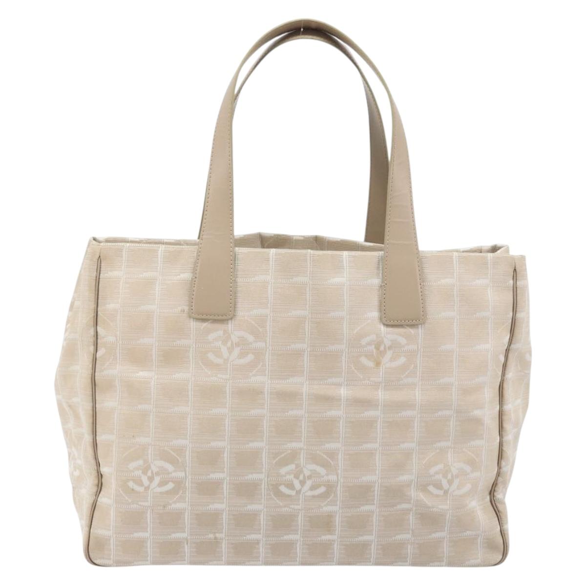 CHANEL Travel Line Tote Bag Nylon Pink Gold CC Auth mr2285