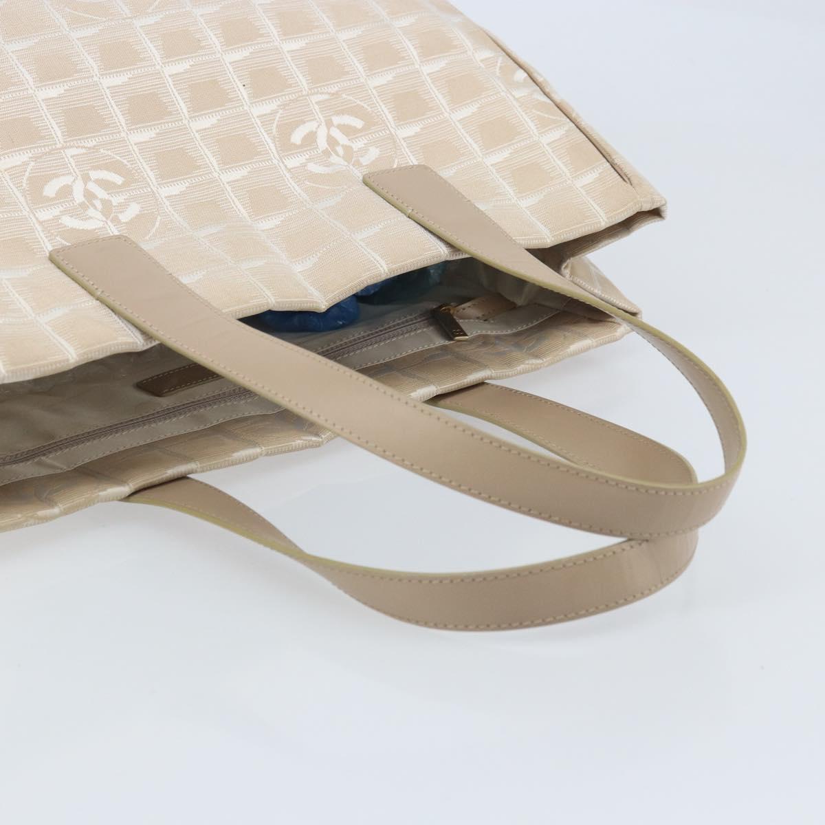 CHANEL Travel Line Tote Bag Nylon Pink Gold CC Auth mr2285