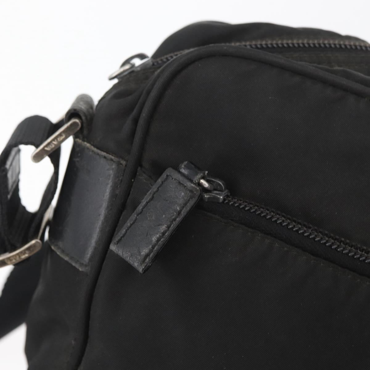 PRADA Shoulder Bag Nylon Black Silver Auth mr2288