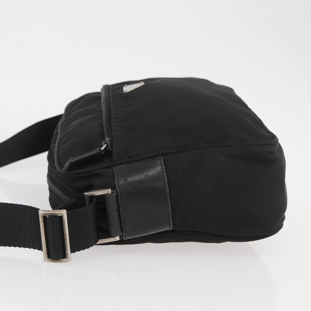PRADA Shoulder Bag Nylon Black Silver Auth mr2288