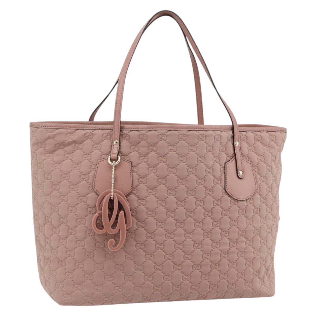 GUCCI GG Canvas Tote Bag Pink Gold 211975 Auth mr2298V