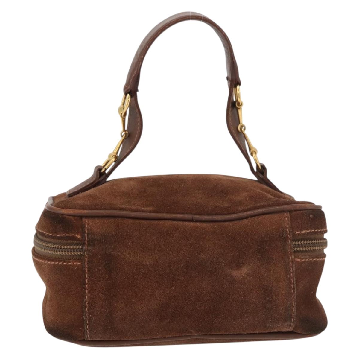 GUCCI Vanity Cosmetic Pouch Suede Brown Gold 032 106 0141 Auth mr2301