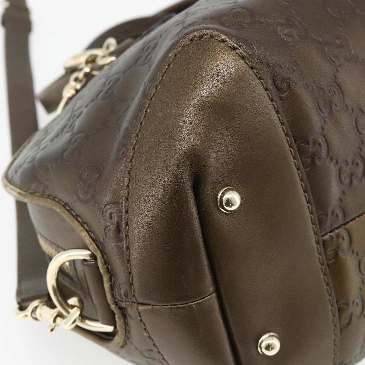 GUCCI GG Canvas Guccissima Hand Bag Leather 2way Brown Gold 269955 Auth mr2307