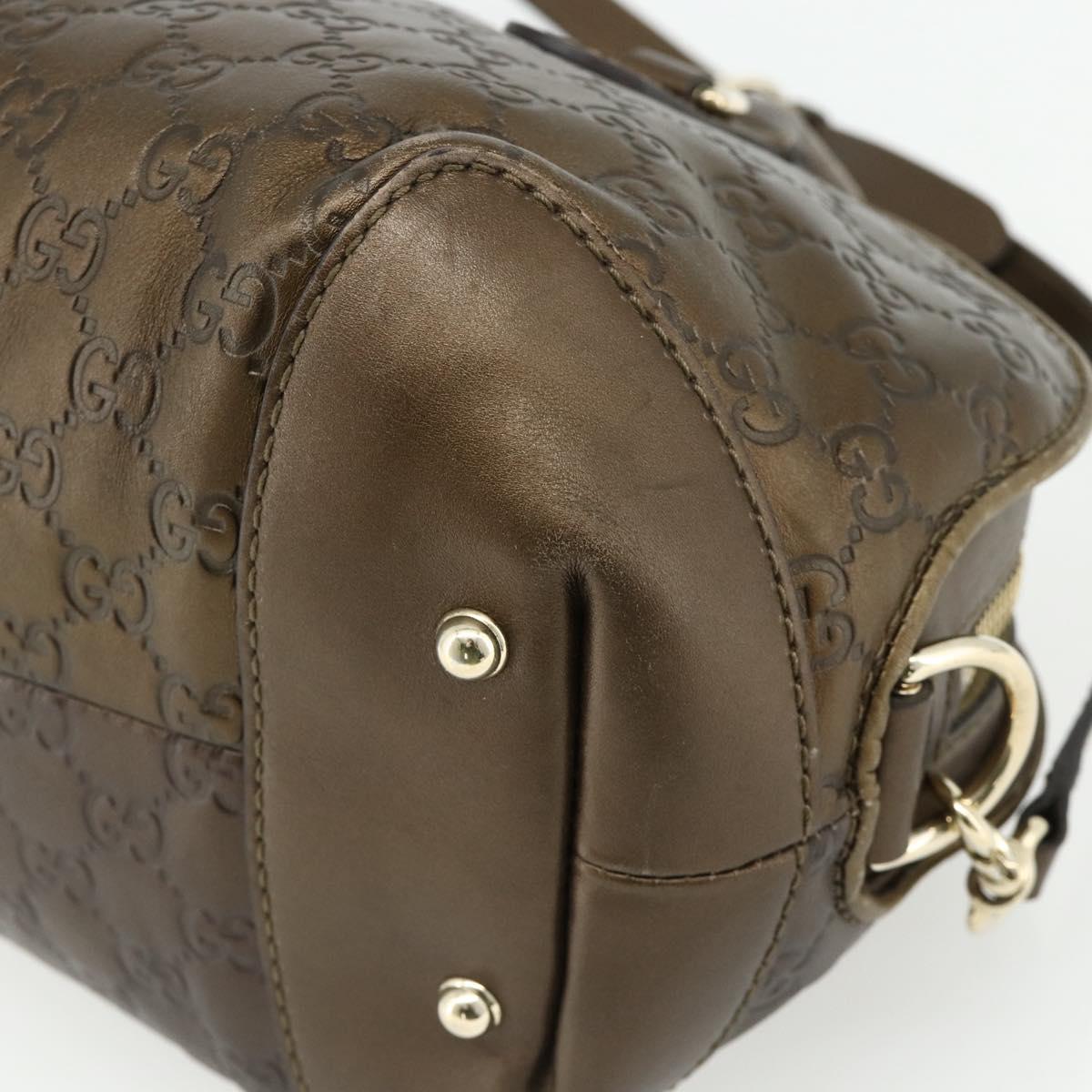 GUCCI GG Canvas Guccissima Hand Bag Leather 2way Brown Gold 269955 Auth mr2307
