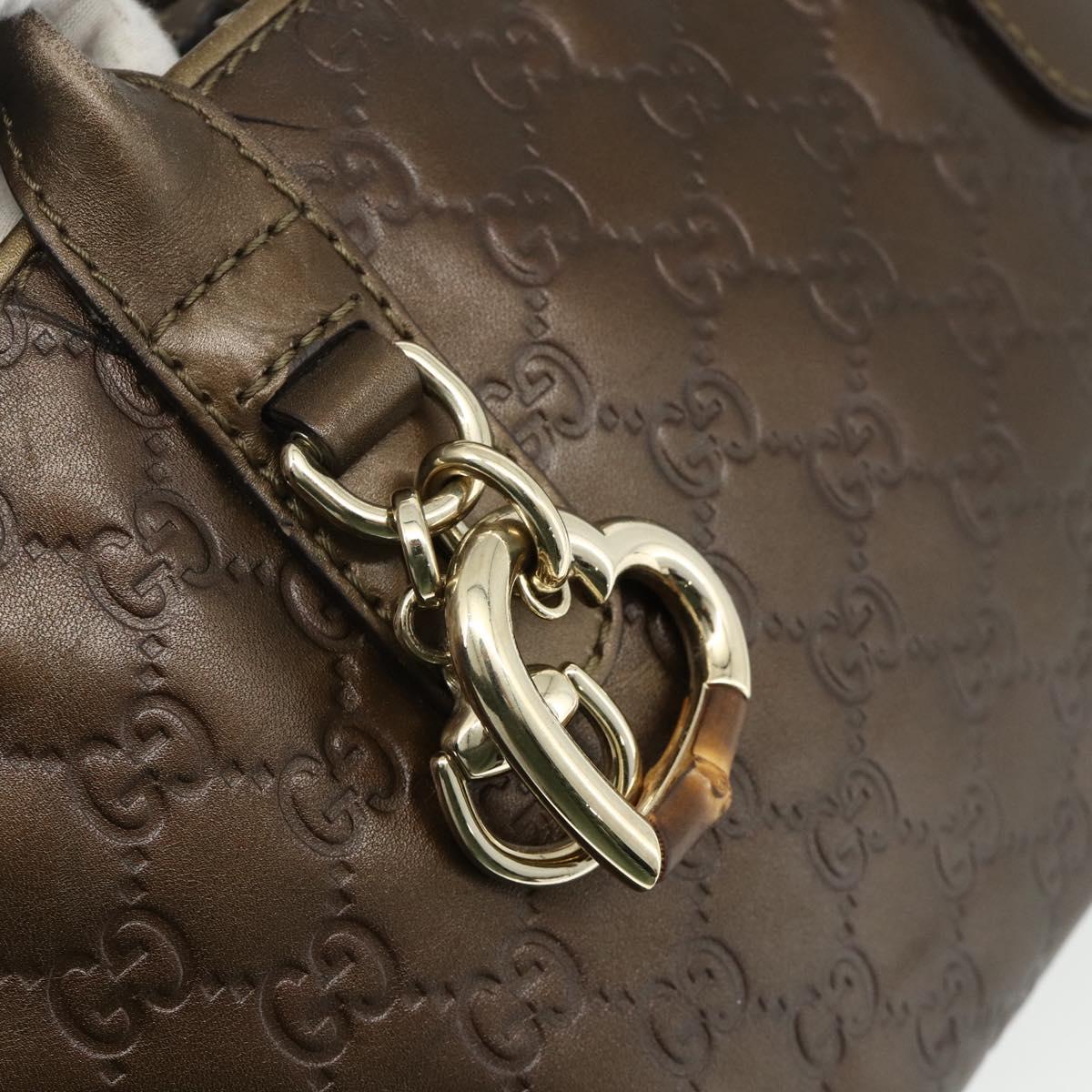 GUCCI GG Canvas Guccissima Hand Bag Leather 2way Brown Gold 269955 Auth mr2307