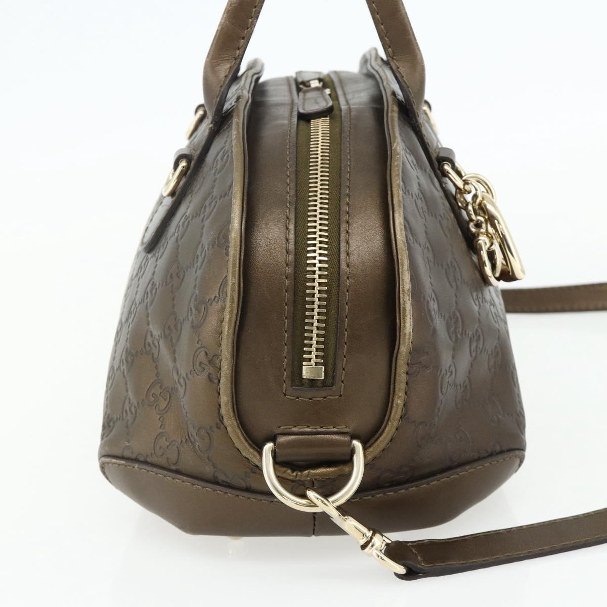 GUCCI GG Canvas Guccissima Hand Bag Leather 2way Brown Gold 269955 Auth mr2307