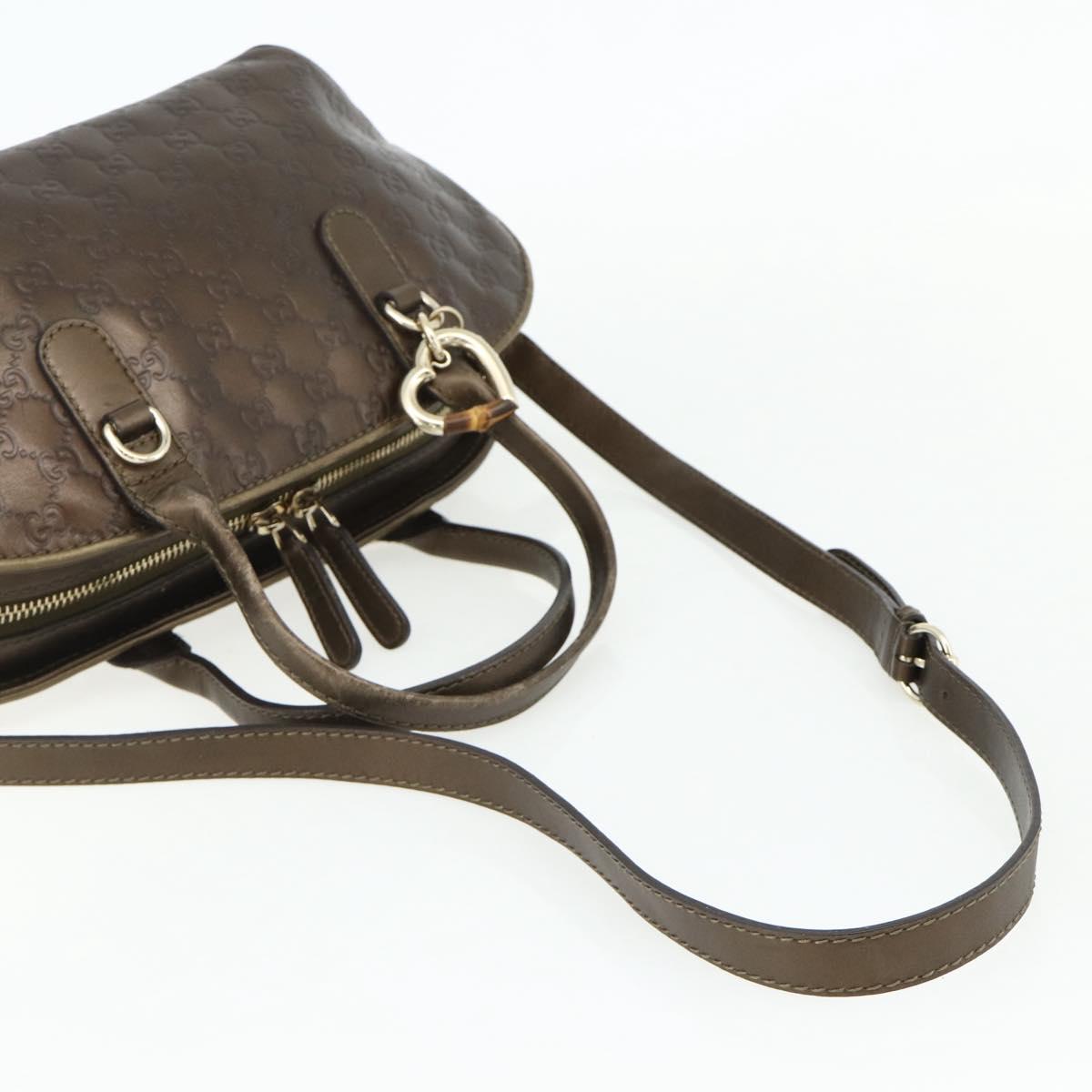 GUCCI GG Canvas Guccissima Hand Bag Leather 2way Brown Gold 269955 Auth mr2307