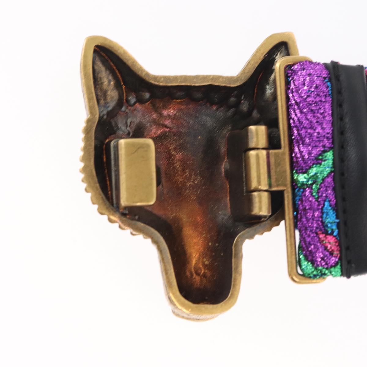 GUCCI Fox Crystal Belt Sequin 29.1"" Purple Gold 214351 Auth mr2309V