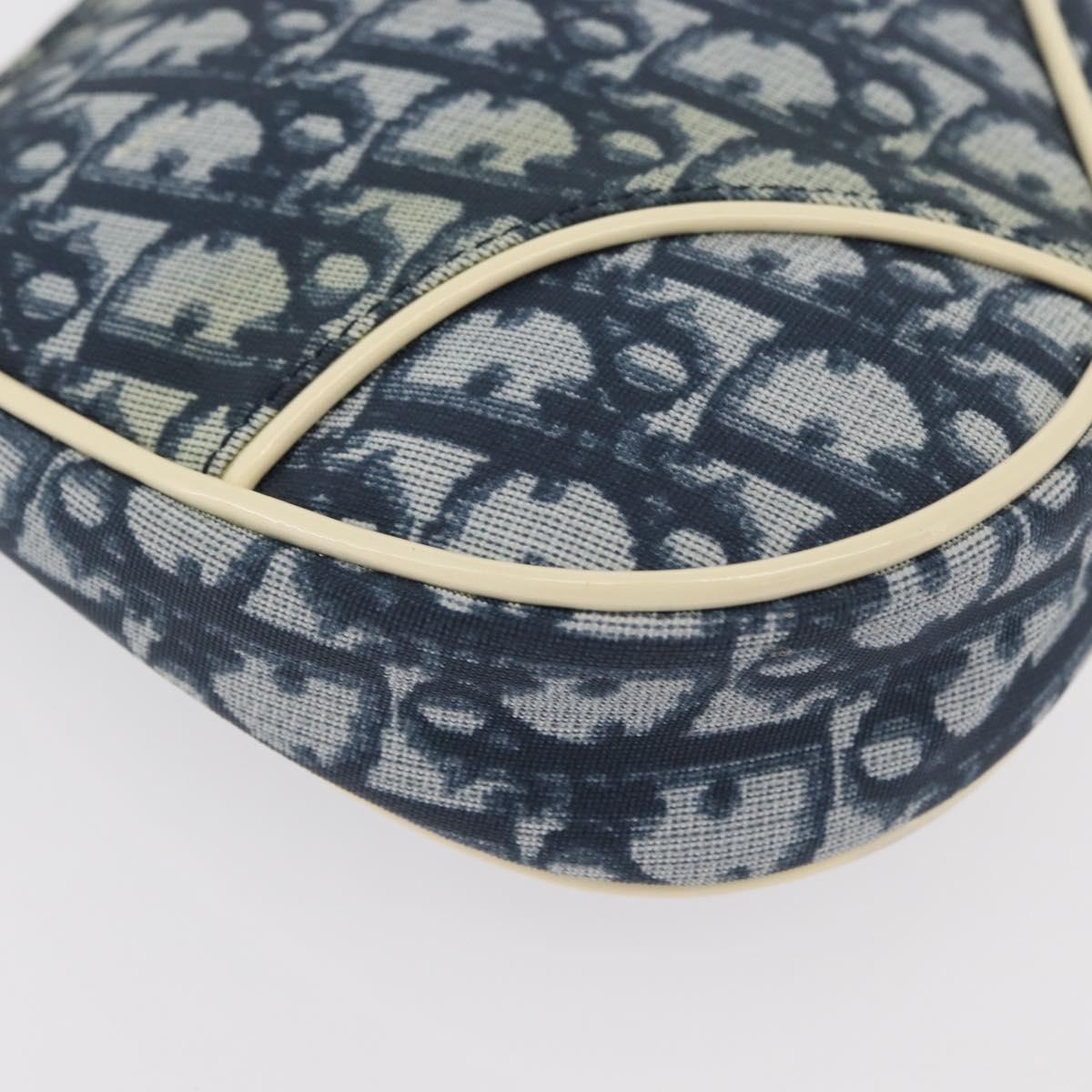 Christian Dior Trotter Canvas Saddle Pouch Hand Bag PVC Blue Silver Auth mr2313A