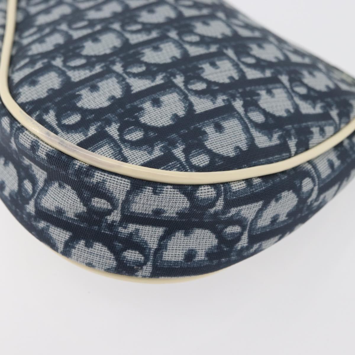 Christian Dior Trotter Canvas Saddle Pouch Hand Bag PVC Blue Silver Auth mr2313A