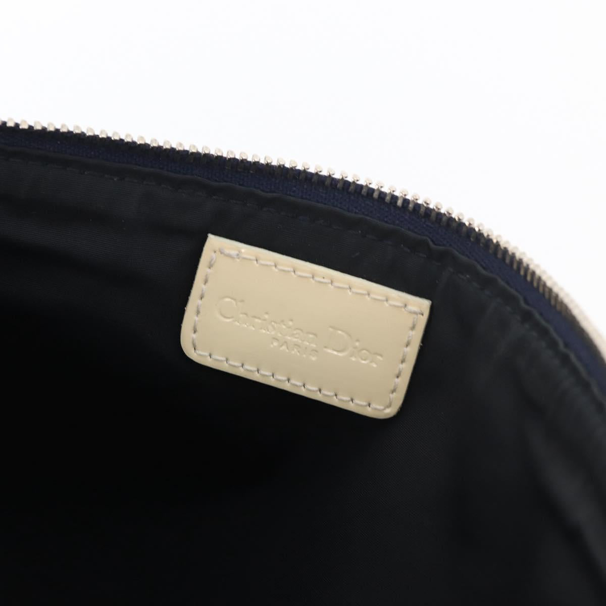 Christian Dior Trotter Canvas Saddle Pouch Hand Bag PVC Blue Silver Auth mr2313A