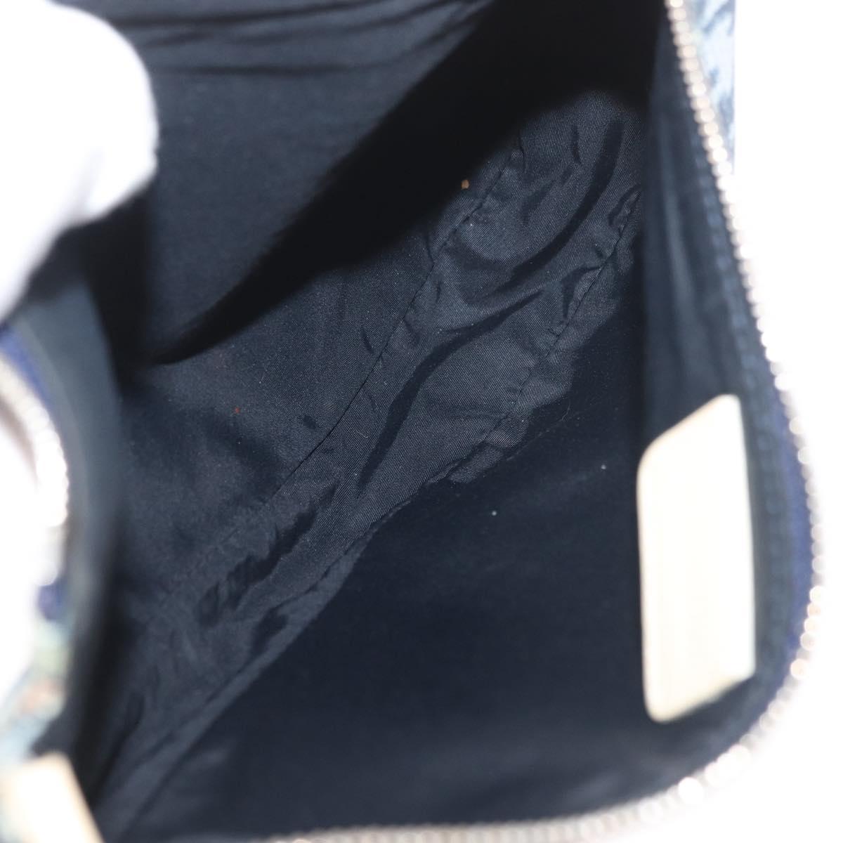 Christian Dior Trotter Canvas Saddle Pouch Hand Bag PVC Blue Silver Auth mr2313A