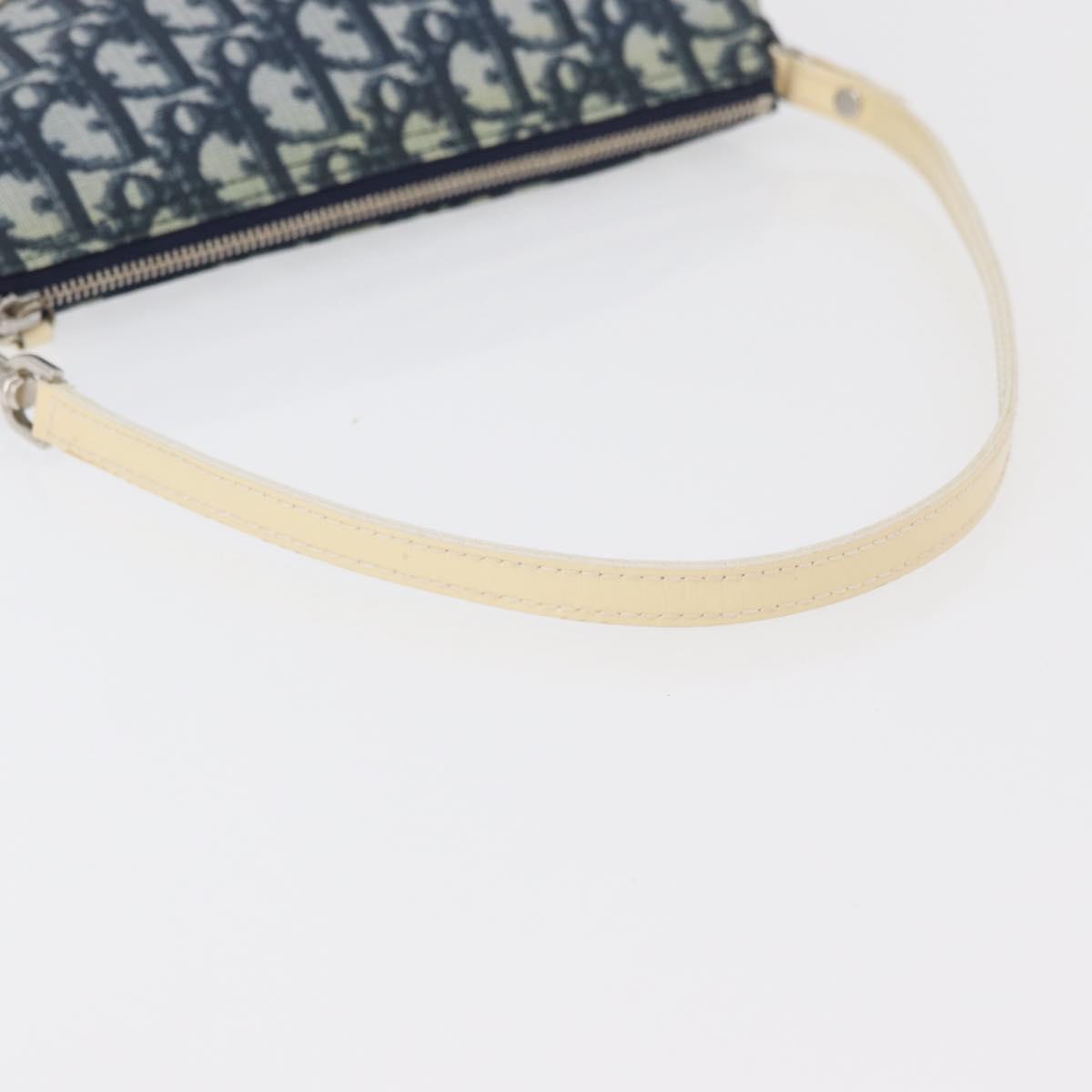 Christian Dior Trotter Canvas Saddle Pouch Hand Bag PVC Blue Silver Auth mr2313A