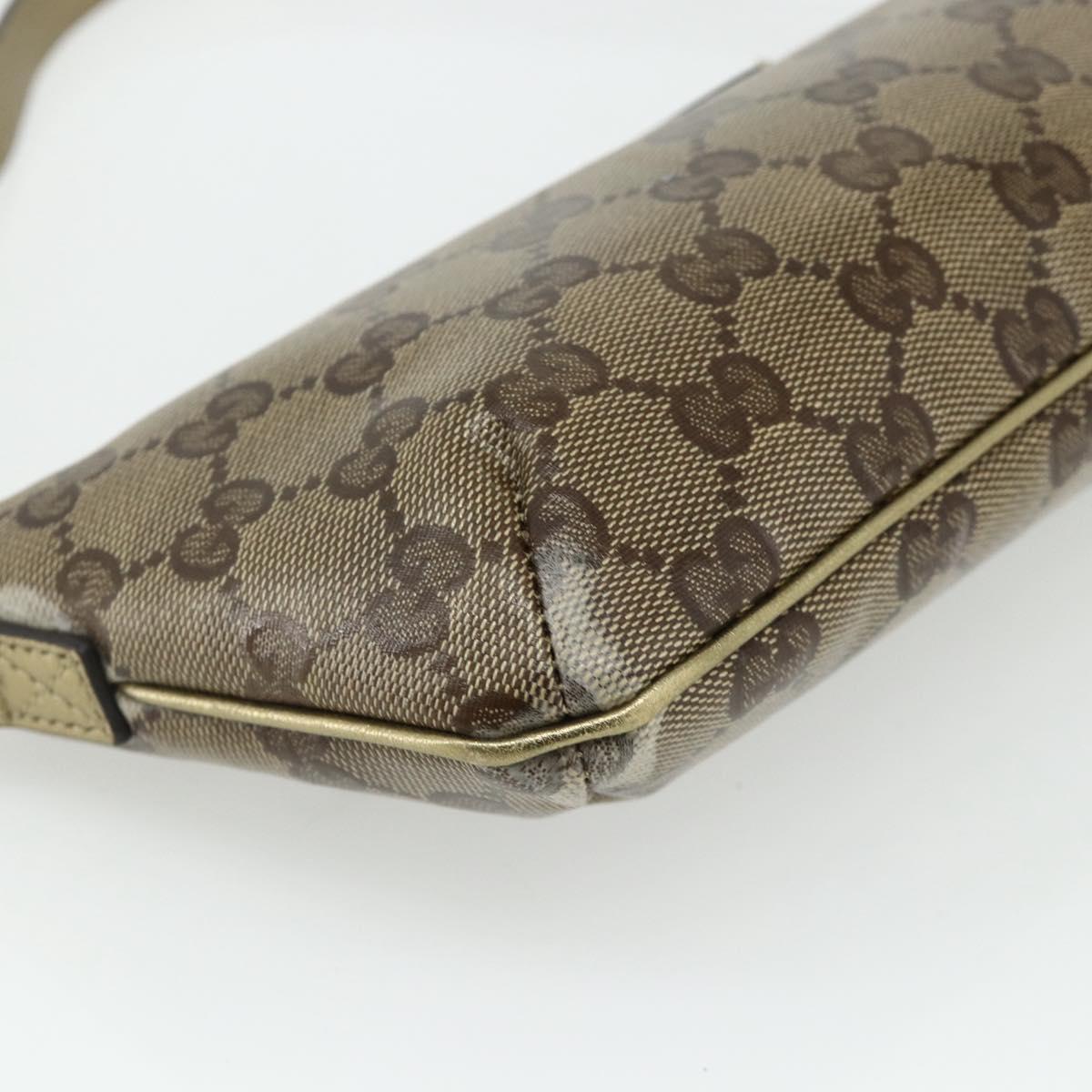 GUCCI GG Crystal Accessory Pouch Brown Gold 190393 Auth mr2319