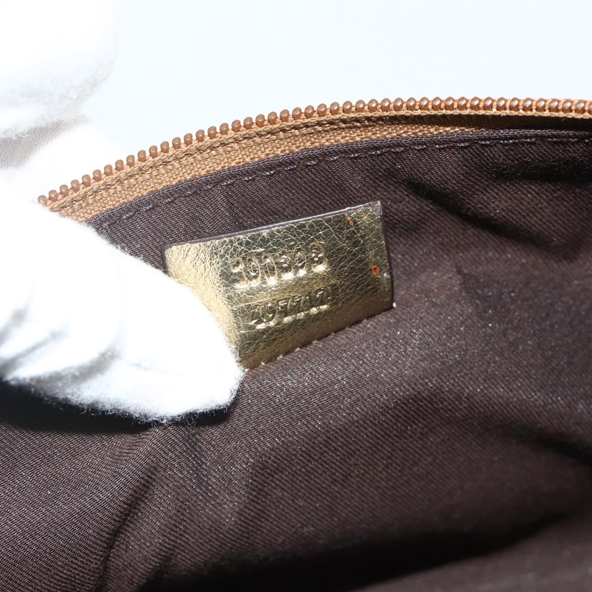 GUCCI GG Crystal Accessory Pouch Brown Gold 190393 Auth mr2319