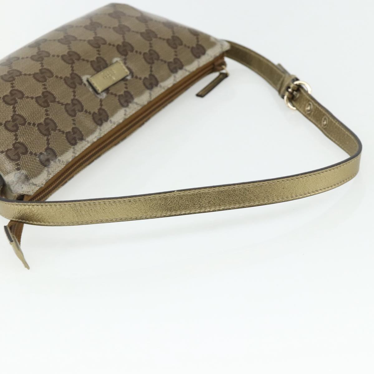 GUCCI GG Crystal Accessory Pouch Brown Gold 190393 Auth mr2319