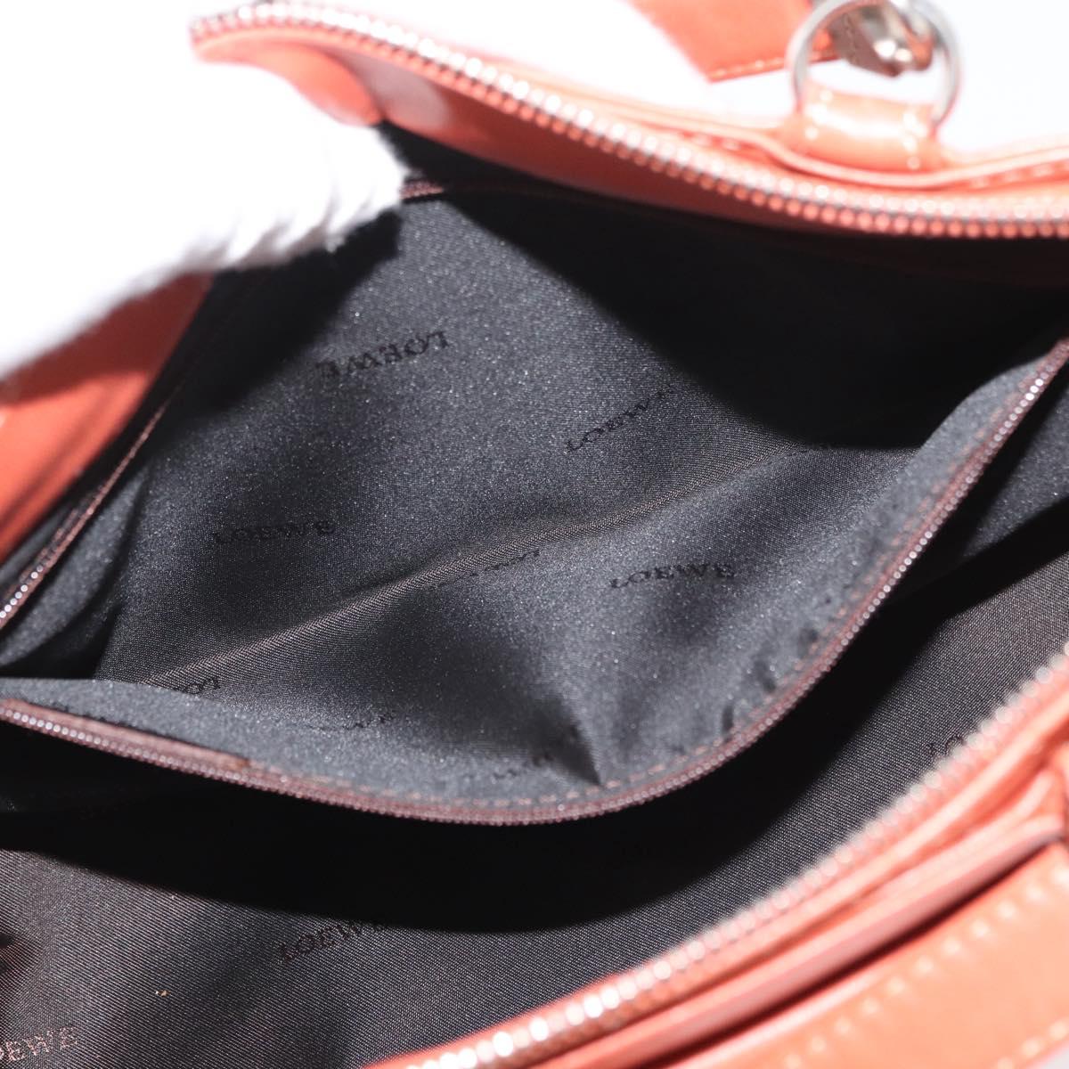 LOEWE Anagram Hand Bag Leather Silver Orange Auth mr2322A