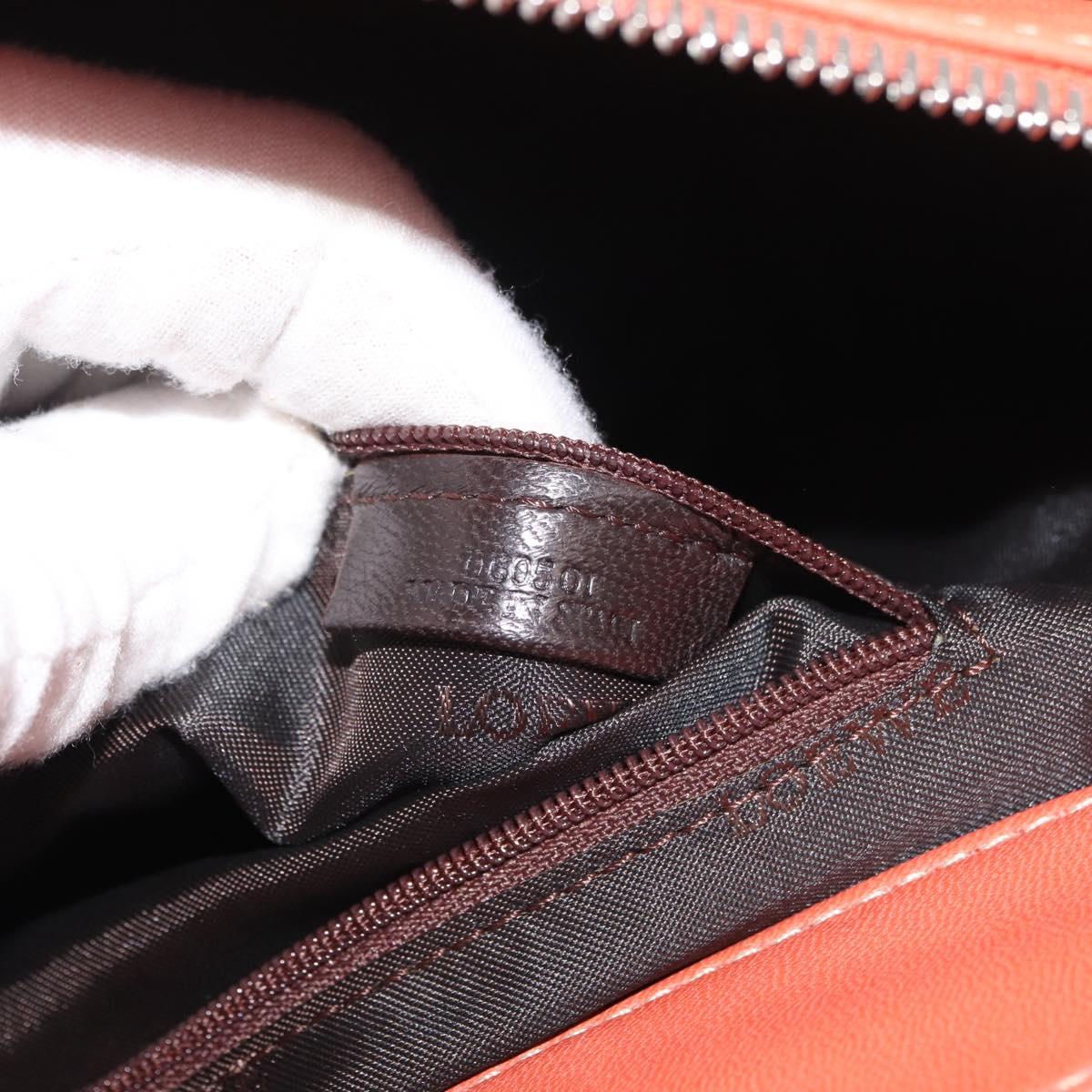 LOEWE Anagram Hand Bag Leather Silver Orange Auth mr2322A