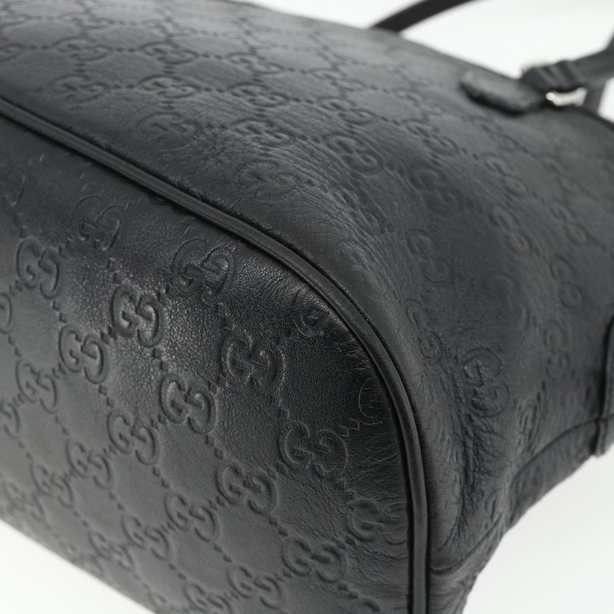 GUCCI GG Canvas Guccissima Hand Bag Leather 2way Black Silver 420023 Auth mr2354