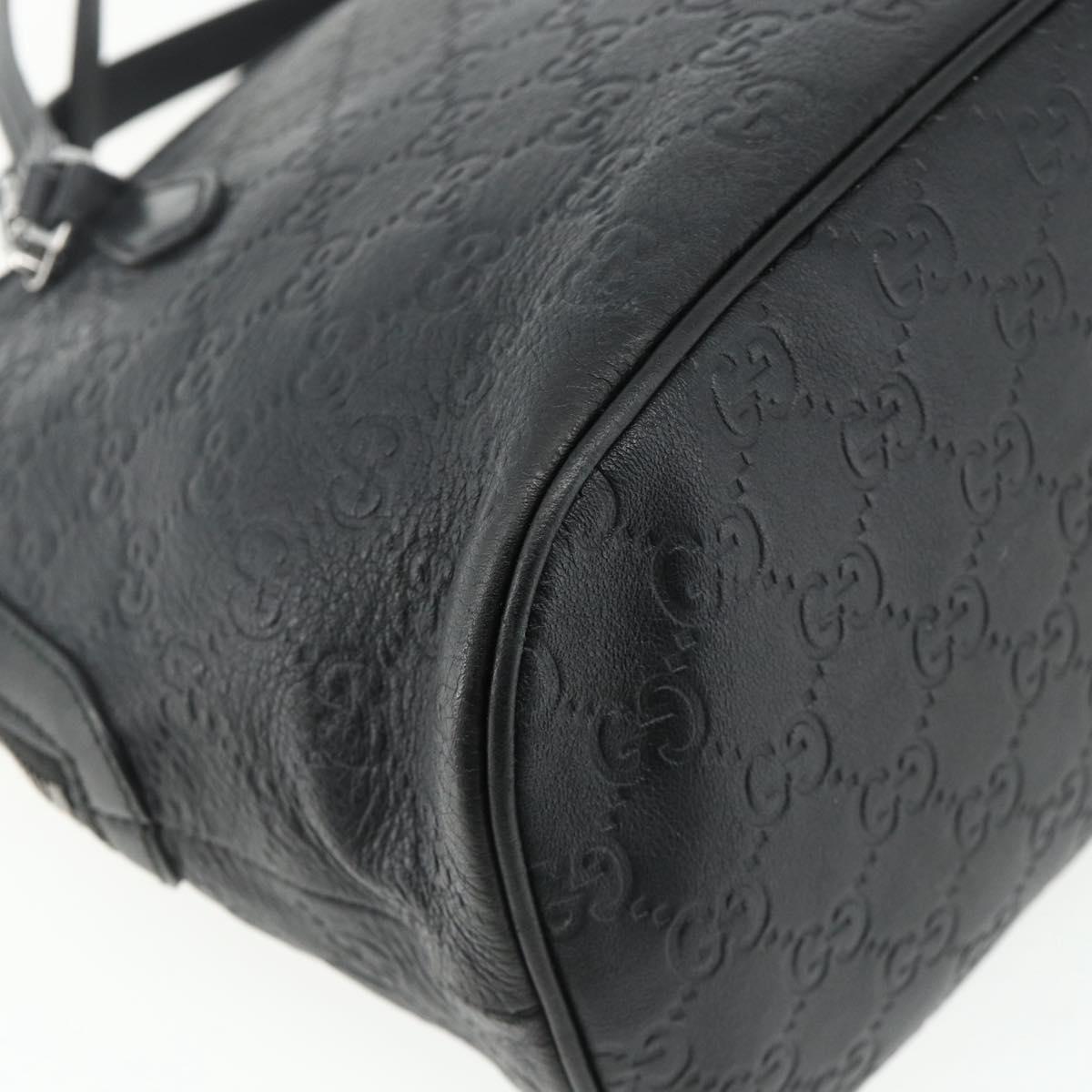GUCCI GG Canvas Guccissima Hand Bag Leather 2way Black Silver 420023 Auth mr2354